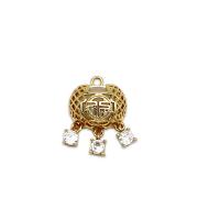 Cubic Zirconia Micro Pave Brass Pendant with Gemstone 18K gold plated micro pave cubic zirconia Sold By PC