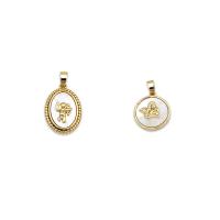 Brass Jewelry Pendants with White Shell Ellipse 18K gold plated Sold By PC