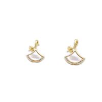 Brass Earring Stud Component, with White Shell, 18K gold plated, different styles for choice & micro pave cubic zirconia, Sold By PC