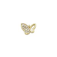 Terningformet Zirkon Micro Pave Messing vedhæng, Butterfly, 18K forgyldt, Micro Pave cubic zirconia & hule, 11.50x8.50mm, Solgt af PC