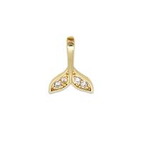 Cubic Zirconia Micro Pave Brass Pendant, Mermaid tail, 18K gold plated, micro pave cubic zirconia, 11.50x15.50mm, Sold By PC