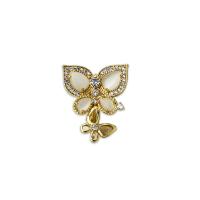 Brass Jewelry Clasps with Cats Eye Butterfly 18K gold plated micro pave cubic zirconia Sold By PC