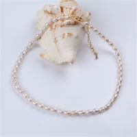 Природное пресноводное жемчужное ожерелье, Пресноводные жемчуги, Рисообразная, Женский, белый, 5mm, длина Приблизительно 15 дюймовый, продается PC