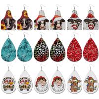 Earring Jewelry, PU Leather, with Iron, Christmas Design & different styles for choice & for woman, 3Pairs/Bag, Sold By Bag