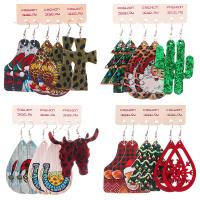 Earring Jewelry, PU Leather, with iron pin, Christmas Design & different styles for choice & for woman, 85mm, 3Sets/Bag, Sold By Bag