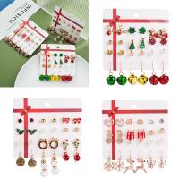 Christmas Earrings Zinc Alloy with Plastic Pearl Christmas Design & for woman & with rhinestone nickel lead & cadmium free Sold By Set