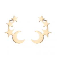 Stainless Steel Stud Earrings 304 Stainless Steel Moon and Star Vacuum Ion Plating fashion jewelry & for woman Sold By Pair