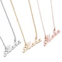 Stainless Steel Jewelry Necklace, 304 Stainless Steel, Alphabet Letter, Vacuum Ion Plating, fashion jewelry & for woman, more colors for choice, 8x25mm, Length:45 cm, Sold By PC