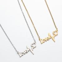 Stainless Steel Jewelry Necklace, 304 Stainless Steel, Alphabet Letter, Vacuum Ion Plating, fashion jewelry & for woman, more colors for choice, 30x11mm, Length:45 cm, Sold By PC