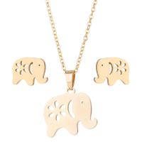 Fashion Stainless Steel Jewelry Sets Stud Earring & necklace 304 Stainless Steel Elephant Vacuum Ion Plating 2 pieces & fashion jewelry & for woman Length 45 cm Sold By Set