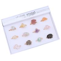 Edelstein Fingerring, Naturstein, mit Messing, Einstellbar & unisex, gemischte Farben, 10-20mm, Innendurchmesser:ca. 20mmmm, ca. 12PCs/Box, verkauft von Box