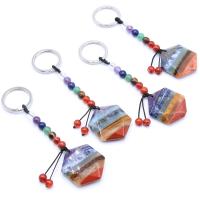 Bag Purse Charms Keyrings Keychains Natural Stone with Zinc Alloy silver color plated Unisex 125-130mm Sold By PC
