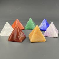 Pierre naturelle Décoration pyramide, Pyramidal, couleurs mélangées, 25x25mm, Environ 7PC/fixé, Vendu par fixé