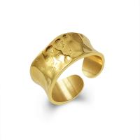 Titanium Steel Cuff Finger Ring, Vacuum Ion Plating, for woman, golden, 10mm, US Ring Size:6, Sold By PC