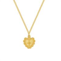 Titanstahl Halskette, mit Verlängerungskettchen von 5cm, Herz, für Frau, goldfarben, 14.50x15.50mm, Länge:ca. 40 cm, verkauft von PC