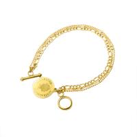 Titanstahl Armband, flache Runde, drei Schichten & für Frau, goldfarben, 18mm, Länge:ca. 17 cm, verkauft von PC