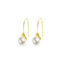 Titanium Steel Drop Earring, with Plastic Pearl, Round, Vacuum Ion Plating, for woman, more colors for choice, 8x24mm, Sold By Pair