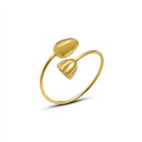 Titanium Steel Cuff Finger Ring, Vacuum Ion Plating, for woman, golden, US Ring Size:7, Sold By PC