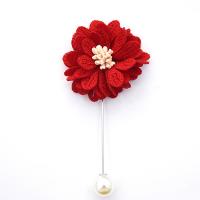 Plastic Pearl Brooch Cloth with iron pin & Plastic Pearl Flower silver color plated for woman 45mm Sold By PC