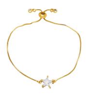 Cubic Zirconia Micro Pave Brass Bracelet Star gold color plated micro pave cubic zirconia & for woman nickel lead & cadmium free Length 9.4 Inch Sold By PC