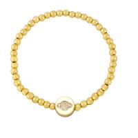 Cubic Zirconia Micro Pave Brass Bracelet, Round, gold color plated, micro pave cubic zirconia & for woman, more colors for choice, nickel, lead & cadmium free, 11x11mm, Length:7.1 Inch, Sold By PC