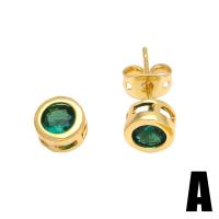 Cubic Zirconia Micro Pave Brass Earring gold color plated & micro pave cubic zirconia & for woman green nickel lead & cadmium free  Sold By Pair