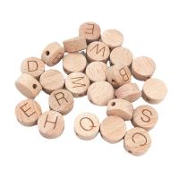 Wood Beads, Beech Wood, Alphabet Letter, Carved, DIY, 15x8mm, 26PCs/Bag, Sold By Bag