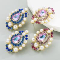 Zinc Alloy Stud Earring with Glass Rhinestone & Plastic Pearl fashion jewelry & for woman & with rhinestone nickel lead & cadmium free Sold By Pair