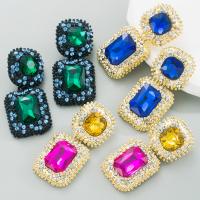 Zinek Drop náušnice, barva pozlacený, módní šperky & pro ženy & s drahokamu, více barev na výběr, nikl, olovo a kadmium zdarma, 23x54mm, Prodáno By Pair