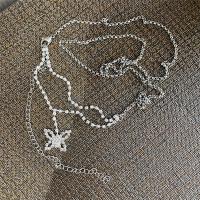 Tibetan Style Waist Chain, Butterfly, silver color plated, fashion jewelry & for woman & with rhinestone, silver color, nickel, lead & cadmium free, Length:Approx 111 cm, Sold By PC
