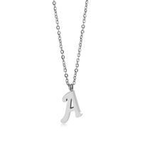 Titanium Steel Necklace, with 5cm extender chain, Alphabet Letter, polished, fashion jewelry & Unisex & different styles for choice, original color, Length:45 cm, Sold By PC