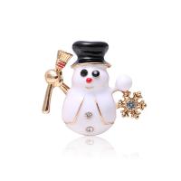 Christmas Brooches Zinc Alloy Snowman high quality gold color plated fashion jewelry & for woman & enamel & with rhinestone white nickel lead & cadmium free Sold By PC