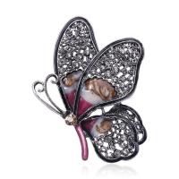 Rhinestone Brooch Zinc Alloy Butterfly antique silver color plated fashion jewelry & for woman & enamel & with rhinestone nickel lead & cadmium free Sold By PC