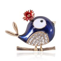 Enamel Brooch, Tibetan Style, Bird, gold color plated, fashion jewelry & for woman & with rhinestone, more colors for choice, nickel, lead & cadmium free, 39x32mm, Sold By PC