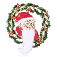 Рождественские Броши, цинковый сплав, Санта Клаус, плакирован золотом, ювелирные изделия моды & Женский & эмаль, разноцветный, не содержит никель, свинец, 47x54mm, продается PC