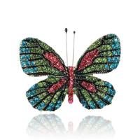 Rhinestone Brooch Zinc Alloy Butterfly gold color plated fashion jewelry & for woman & with rhinestone nickel lead & cadmium free Sold By PC