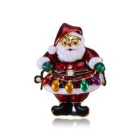Рождественские Броши, цинковый сплав, Санта Клаус, плакирован золотом, ювелирные изделия моды & Женский & эмаль, разноцветный, не содержит никель, свинец, 37x47mm, продается PC