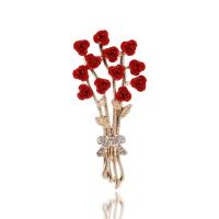 Cubic Zirconia Brooch Zinc Alloy Bouquet gold color plated fashion jewelry & micro pave cubic zirconia & for woman red nickel lead & cadmium free Sold By PC