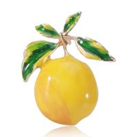 Enamel Brooch Zinc Alloy Lemon gold color plated fashion jewelry & for woman yellow nickel lead & cadmium free Sold By PC