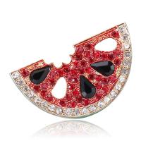 Rhinestone Brooch Zinc Alloy Watermelon gold color plated fashion jewelry & for woman & with rhinestone red nickel lead & cadmium free Sold By PC