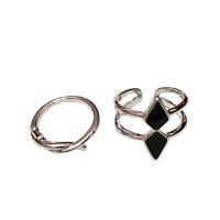 Zinc Alloy Ring Set silver color plated 2 pieces & fashion jewelry & for woman & enamel nickel lead & cadmium free 20mm Sold By Set