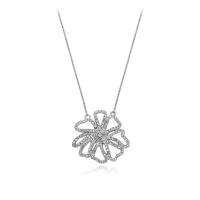 Zinc Alloy Jewelry Necklace Flower silver color plated fashion jewelry & for woman & with rhinestone silver color nickel lead & cadmium free Length Approx 48 cm Sold By PC