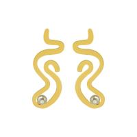 Titanium Steel  Earring, 18K gold plated, fashion jewelry & for woman, gold, 40x15mm, Sold By Pair