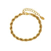 Tytan stalowa bransoleta, Titantium stali, Pozłacane 18K, biżuteria moda & dla kobiety, złoto, 200mm, sprzedane przez PC
