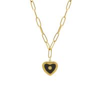 Titanstahl Halskette, Herz, plattiert, für Frau & Emaille, keine, 15x13mm, verkauft von PC