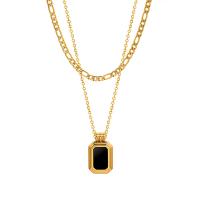 Titanová ocel náhrdelník, Titanium ocel, s Black Shell, módní šperky & pro ženy, více barev na výběr, 20x12mm, Délka 47 cm, Prodáno By PC