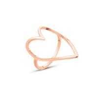 Titanium Steel Finger Ring Heart 18K rose gold plated for woman & hollow rose gold color 16.40mm Sold By PC