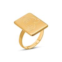 Titanium Steel Finger Ring 18K gold plated Adjustable & for woman gold 17mm Sold By PC