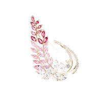 Cubic Zirconia Brooch, Brass, Leaf, real gold plated, micro pave cubic zirconia & for woman, nickel, lead & cadmium free, 35x55mm, 10PCs/Lot, Sold By Lot