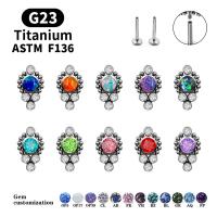 Titanium Piercing Earring, with Opal, Unisex & different size for choice, more colors for choice, 10PCs/Lot, Sold By Lot